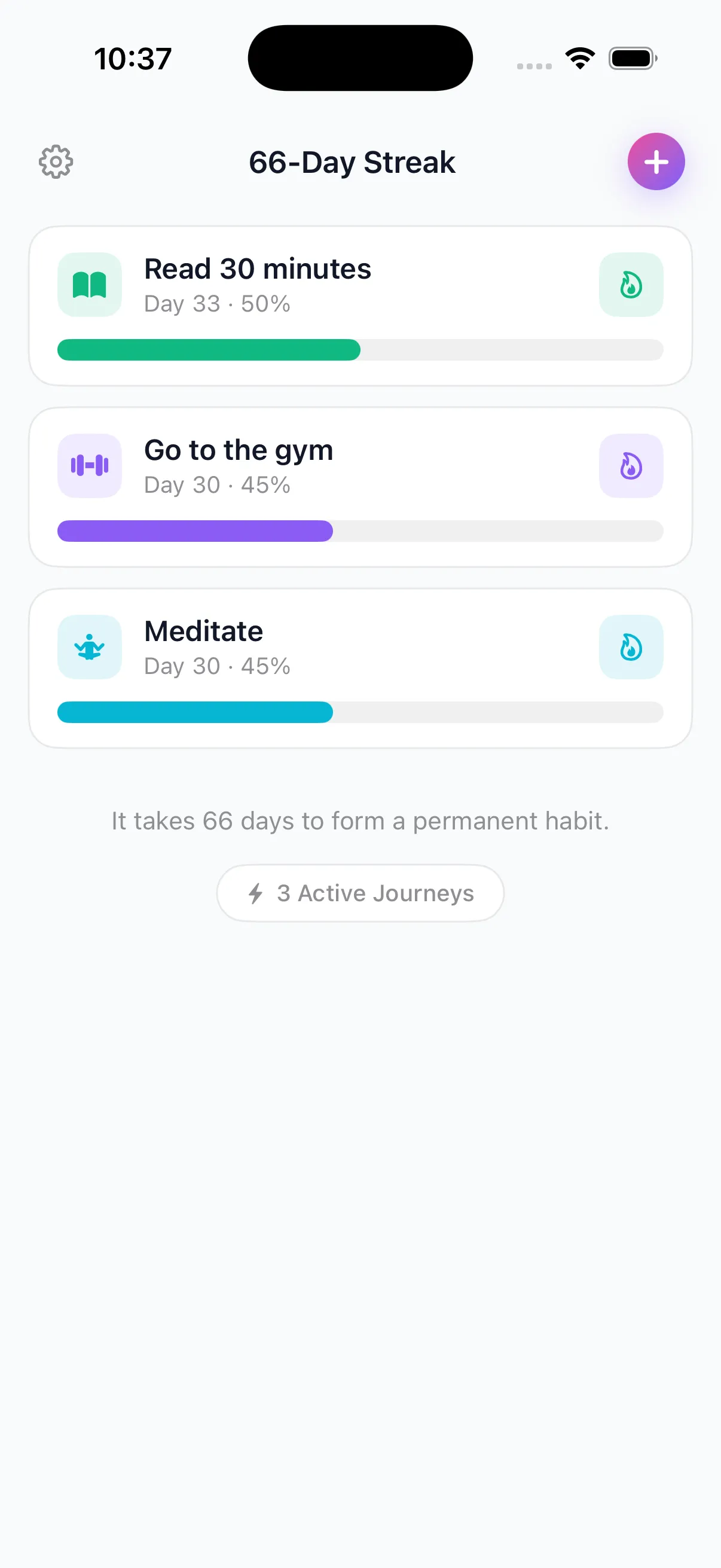 66 Streaks — Progress Bar View